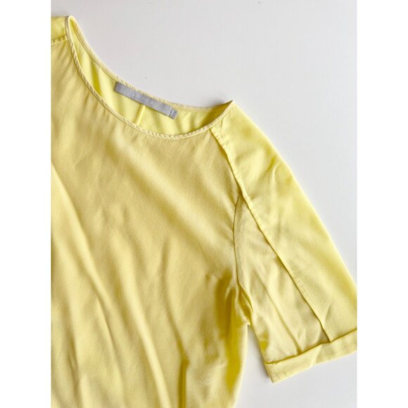 TIGER OF SWEDEN Laci Yellow 100% Silk Crepe Raglan T-Shirt Blouse, Size 38 / M - Picture 9 of 13